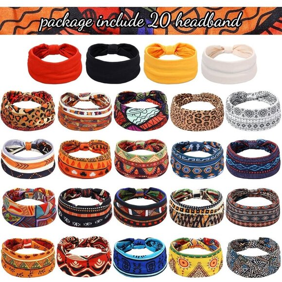 24 Pcs Boho African Headbands Women Girls Wide Knotted Yoga Stretchy Gift main image 6